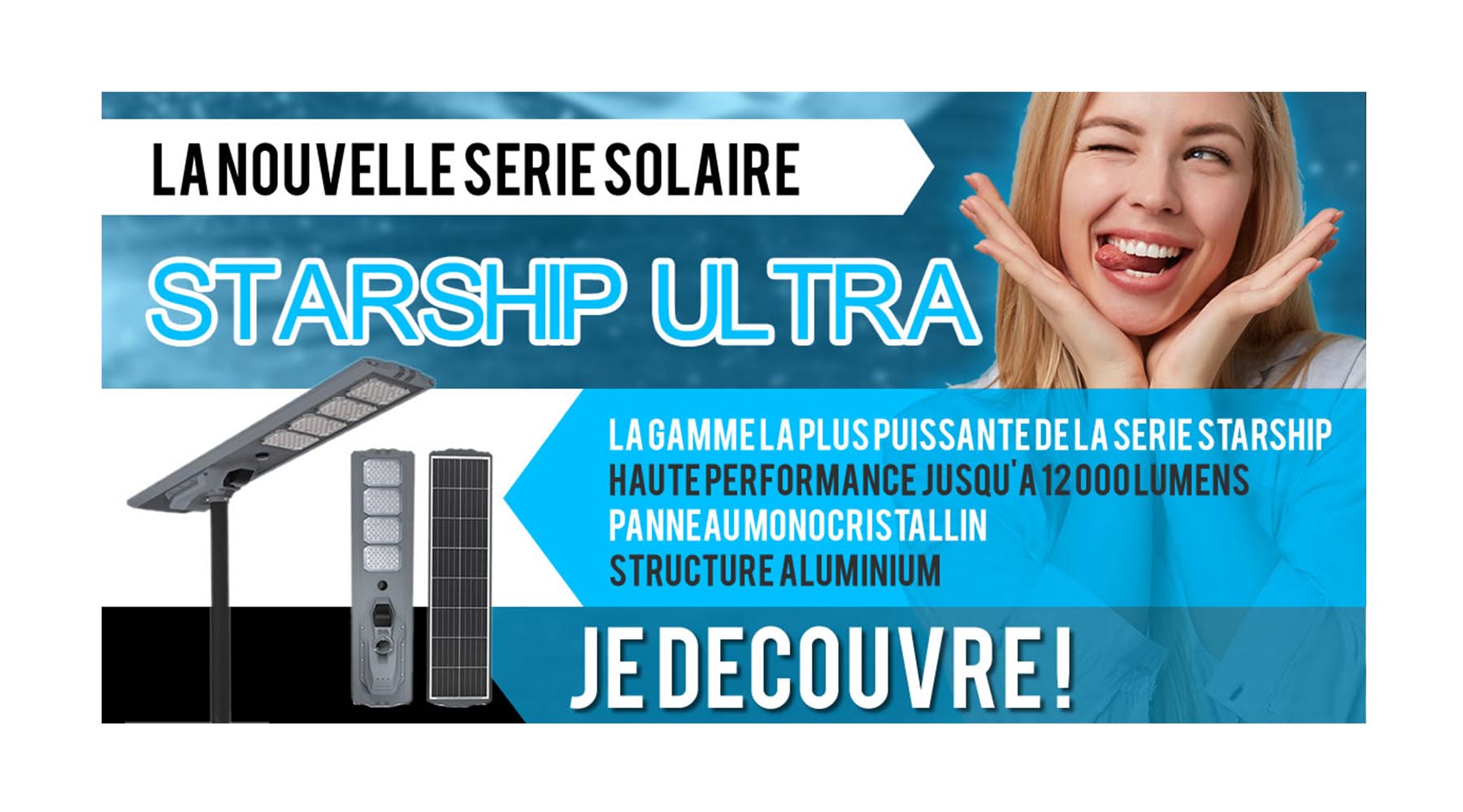 [NOUVEAU] Lampe de rue solaire - Série STARSHIP ULTRA