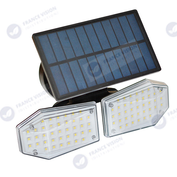 Lot de 20x Projecteurs LED solaires à double tête ajustable - Série OPTIC - Rendu lumineux 2x 80 Watts - Multi angles d'installation - IP65 - 14 x 9 cm - Détecteur de mouvement - 6000k - 3 Modes de fonctionnement