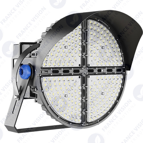 LOT UNIQUE DÉSTOCKAGE - Pack de 8x Projecteurs de stade filaire - Série ROUND V2 - 500 Watts -  95 000 Lumens - 190 Lumens/Watt - Angle 60° - IP66 - 59 x 51 x 26 cm - 6000k - Dimmable - Transformateur SOSEN - Garantie 5 ans