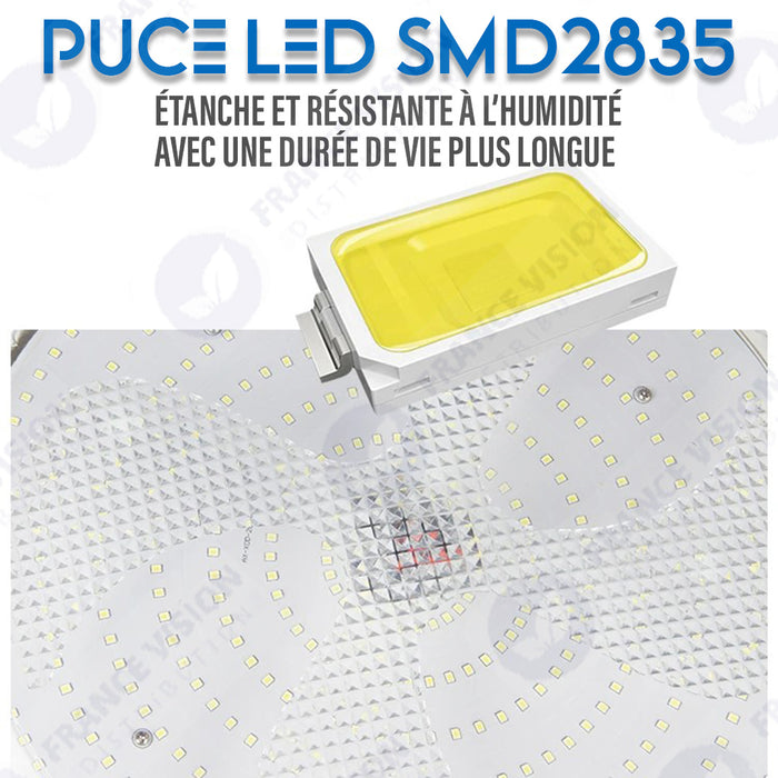 Plafonnier LED Solaire CCT (Couleur Changeante en Température ) - Rendu lumineux 300 Watts - 1600 Lumens - Série HOME 300 – Lampe diamètre 36 cm - Panneau solaire 58 x 35 x 2cm - IP65 - Avec télécommande multifonctions