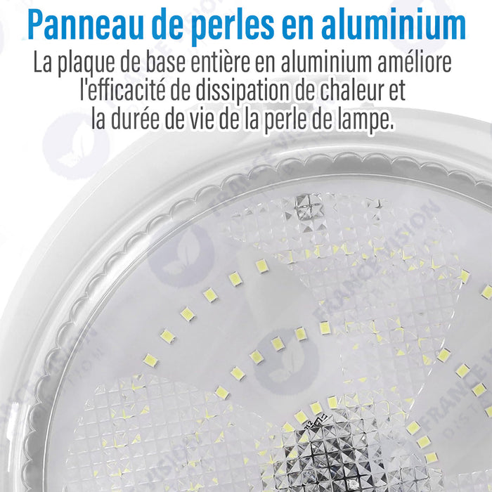 Lot de 10x Plafonniers LED Solaires CCT (Couleur Changeante en Température ) - Rendu lumineux 300 Watts - 1600 Lumens - Série HOME 300 – Lampe diamètre 36 cm - Panneau solaire 58 x 35 x 2cm - IP65 - Avec télécommande multifonctions