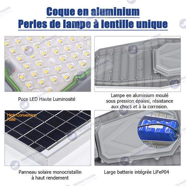 Lot de 3x Lampes de rue solaire - Série INTERSTELLAR ULTRA - 400 Watts - 3100 Lumens - Angle 150x70° - IP65 - Lampe 62 x 30 x 8 cm - Controleur intelligent - Avec télecommande - Capteur PIR - 6000k - Support inclus - Capteur crépusculaire