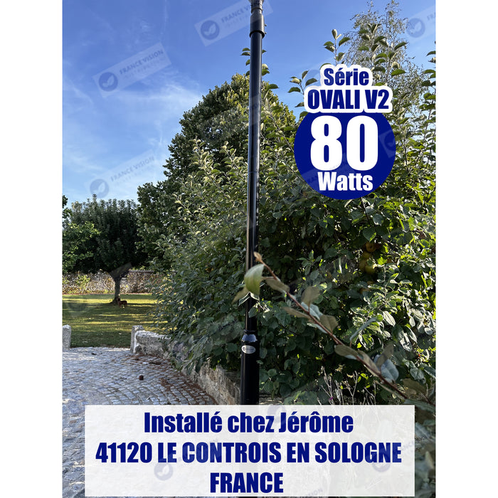 Lot de 4x Lampes de jardin et parking - Série OVALI V2 - CCT (Couleur Changeante en Température) & Puissance Ajustable 25 / 50 / 80 Watts - 100 Lumens/Watt - IK08 - IP65 - Dimmable – Tube d’insertion 45 / 60mm - Avec télécommande - Garantie 5 ans