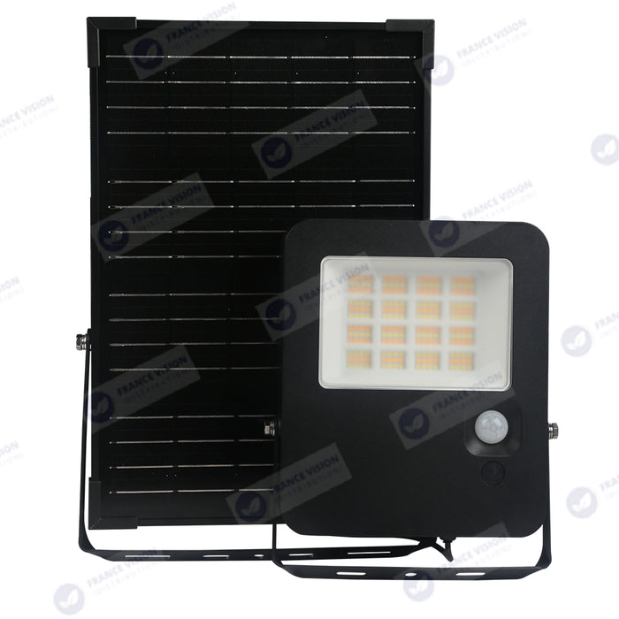 Lot de 8x Projecteurs LED solaires - Série SECURITY V3 - 300 Watts - 4800 Lumens - Angle 100*85° - Lampe 24 x 20 x 4 cm - Panneau solaire MONOCRISTALLIN 37 x 26 x 2 cm - Avec détecteur de mouvement - Télécommande - 3000k/4000k/6000k - Garantie 3 ans