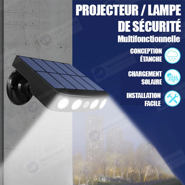 Lot de 20x Projecteurs / Lampes de sécurité solaire LED multifonctionnelles - Série HYPNOSE - Rendu lumineux 80 Watts - 600 Lumens - Multi angles d'installation 360° - IP65 - 14 x 11 x 3 cm - Détecteur de mouvement - 3 Modes - Modèle noir - 6000k