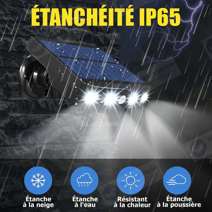 Lot de 20x Projecteurs / Lampes de sécurité solaire LED multifonctionnelles - Série HYPNOSE - Rendu lumineux 80 Watts - 600 Lumens - Multi angles d'installation 360° - IP65 - 14 x 11 x 3 cm - Détecteur de mouvement - 3 Modes - Modèle noir - 6000k