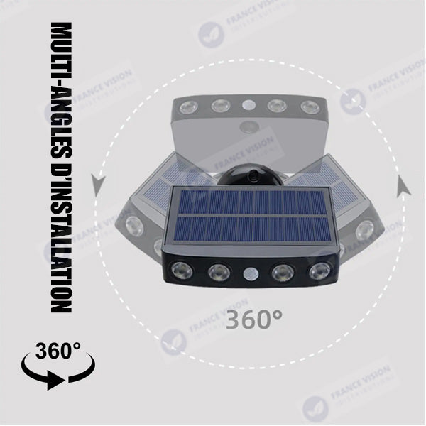 Lot de 20x Projecteurs / Lampes de sécurité solaire LED multifonctionnelles - Série HYPNOSE - Rendu lumineux 80 Watts - 600 Lumens - Multi angles d'installation 360° - IP65 - 14 x 11 x 3 cm - Détecteur de mouvement - 3 Modes - Modèle noir - 6000k