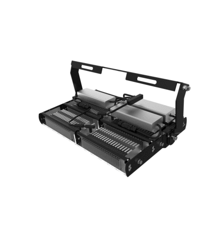 Lot de 4x Projecteurs hautes puissances LED de stade - Série Évasion - 600 Watts - 96 000 Lumens - 160 Lumens/Watt - 649 x 375 x 132 mm - Angle 20° / 40° / 60° / 90° / 140*100° / 120° au choix - IP65 - Garantie 5 ans