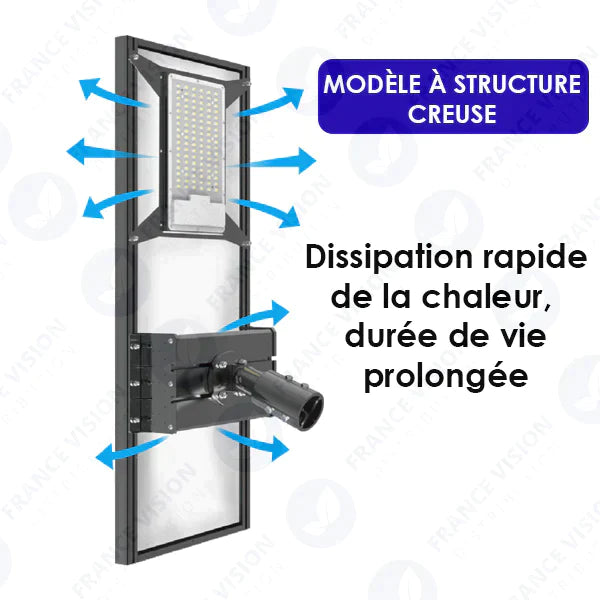 Lampe de rue solaire ajustable - Série DREAM V2 - 1300 Watts - 13 000 Lumens - 131 x 53 x 17 cm -  Angle 160*60° - IP65 - Diamètre du tube 76mm - Télécommande - Avec détecteur de mouvement - 6 modes - Garantie 3 ans - 3000k / 4000k / 6000k au choix