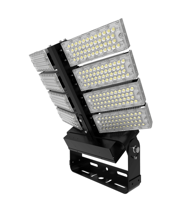 Lot de 4x Projecteurs hautes puissances LED de stade - Série Évasion - 960 Watts - 148 800 Lumens - 155 Lumens/Watt -  597 x 650 x 132 mm - Angle 20° / 40° / 60° / 90° / 140*100° / 120° au choix - IP65 - Rotatif - Garantie 5 ans