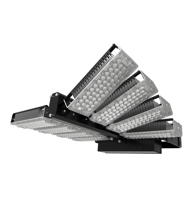 Lot de 4x Projecteurs hautes puissances LED de stade - Série Évasion - 960 Watts - 148 800 Lumens - 155 Lumens/Watt -  597 x 650 x 132 mm - Angle 20° / 40° / 60° / 90° / 140*100° / 120° au choix - IP65 - Rotatif - Garantie 5 ans